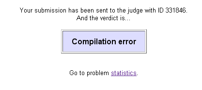 Programming Challenges "compilation error" message 